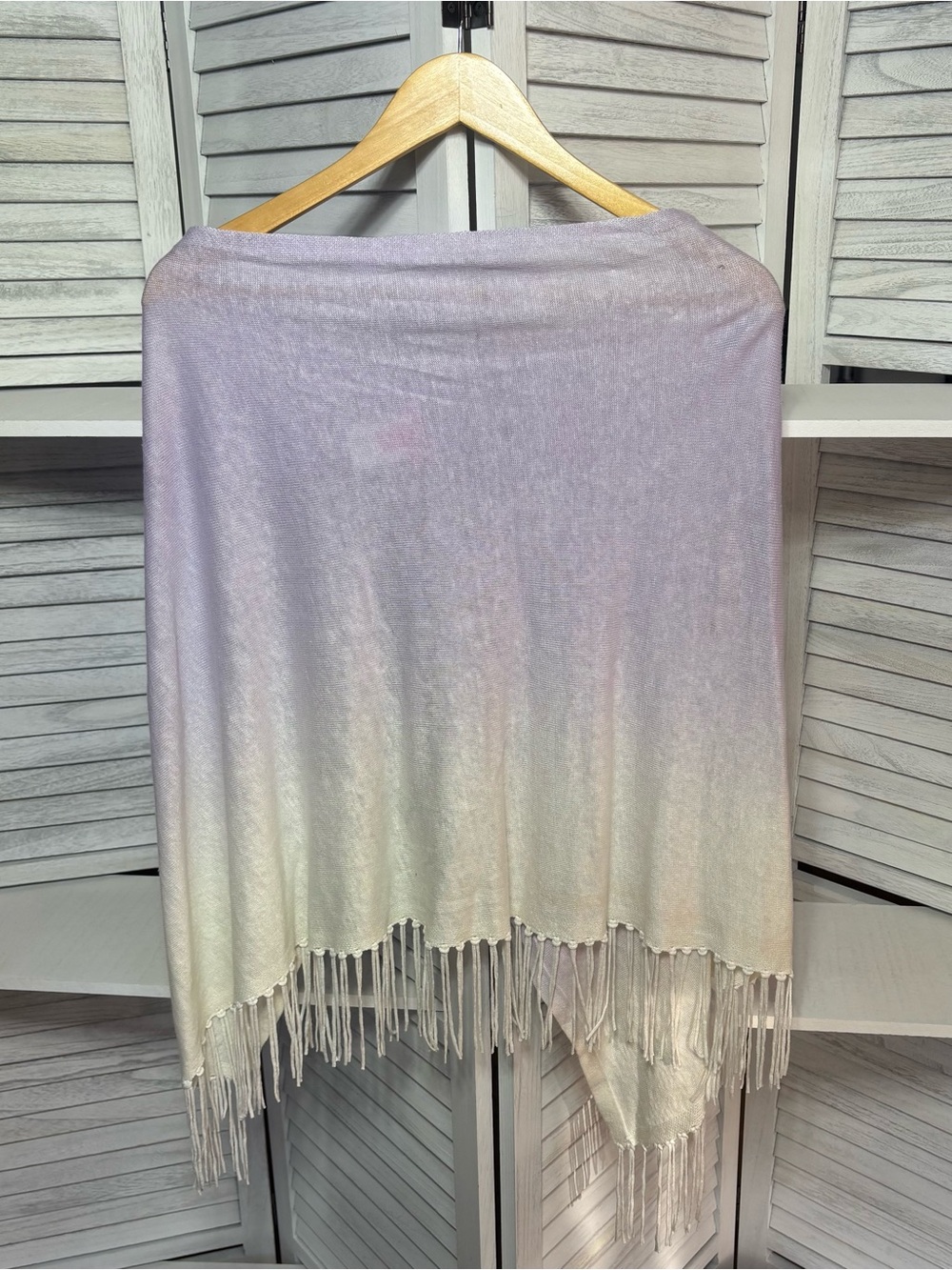 Lilly Pulitzer Ombré Fringe Wrap Shawl Lavender Ivory One Size